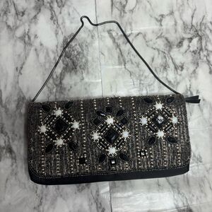 Banana Republic Beaded Black Clutch Shoulder Bag